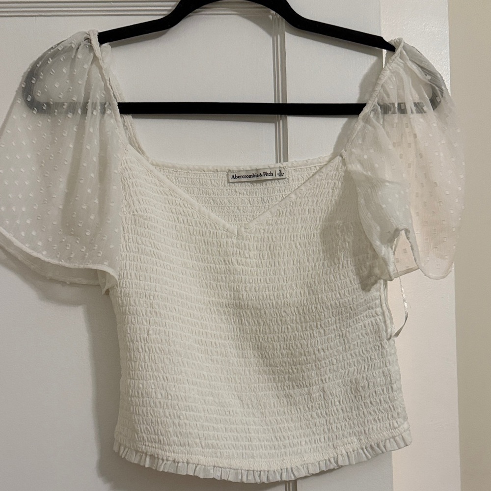 Abercrombie & Fitch Cream Smocked Blouse